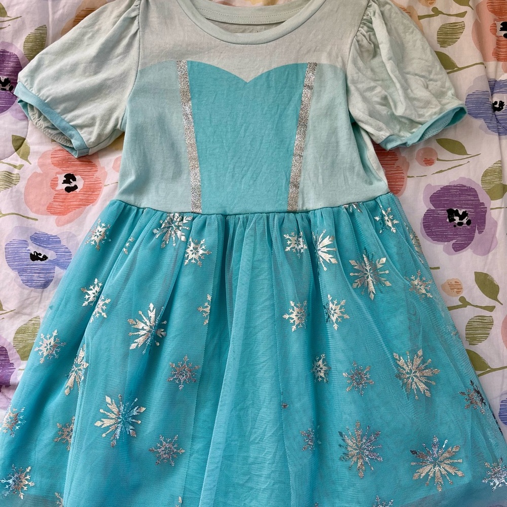 GAP Light Aqua & Turquoise Snowflake Tulle Dress